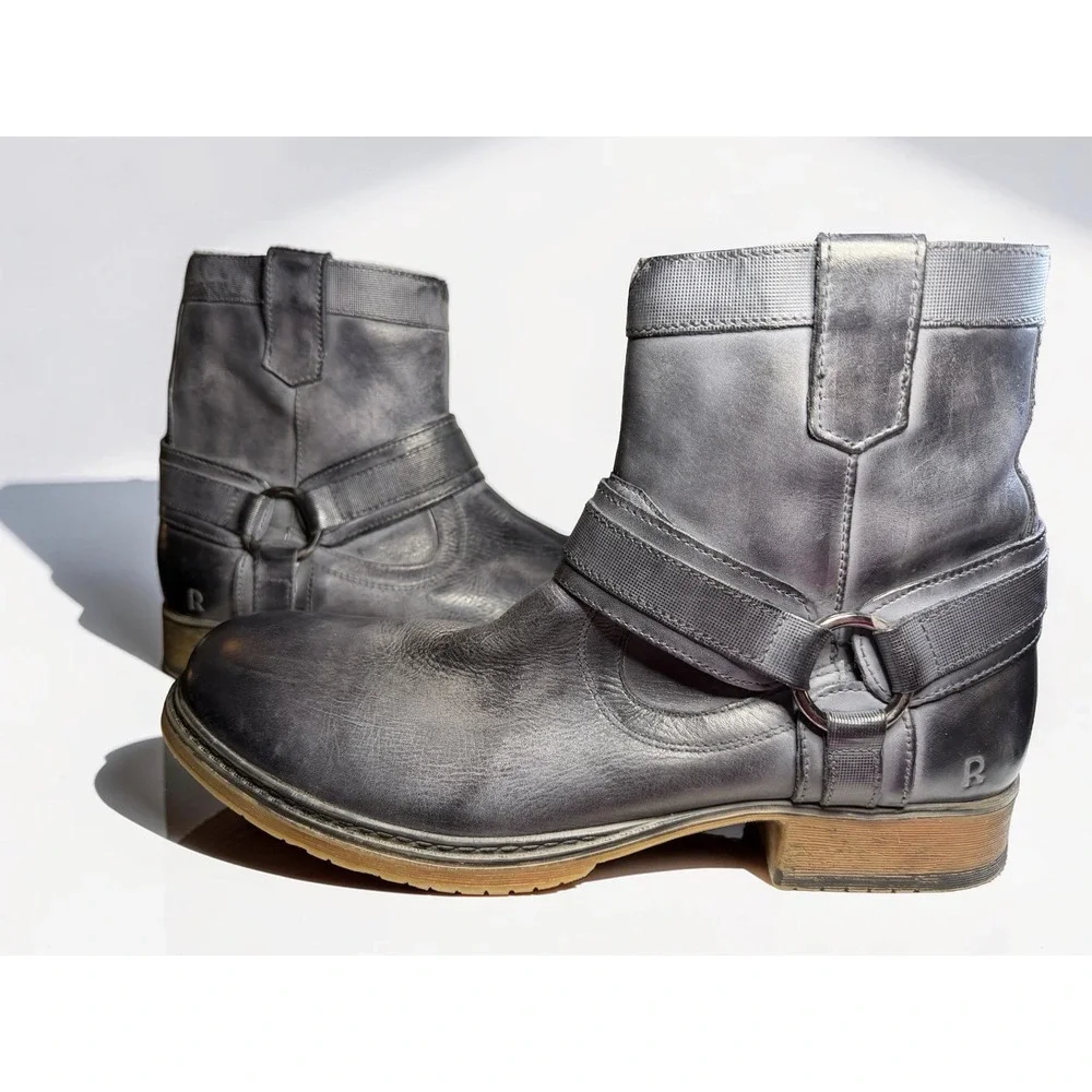 Roan Colton II Buckle Side Zip Boots US Men's Size 11 Distressed Gray EUC